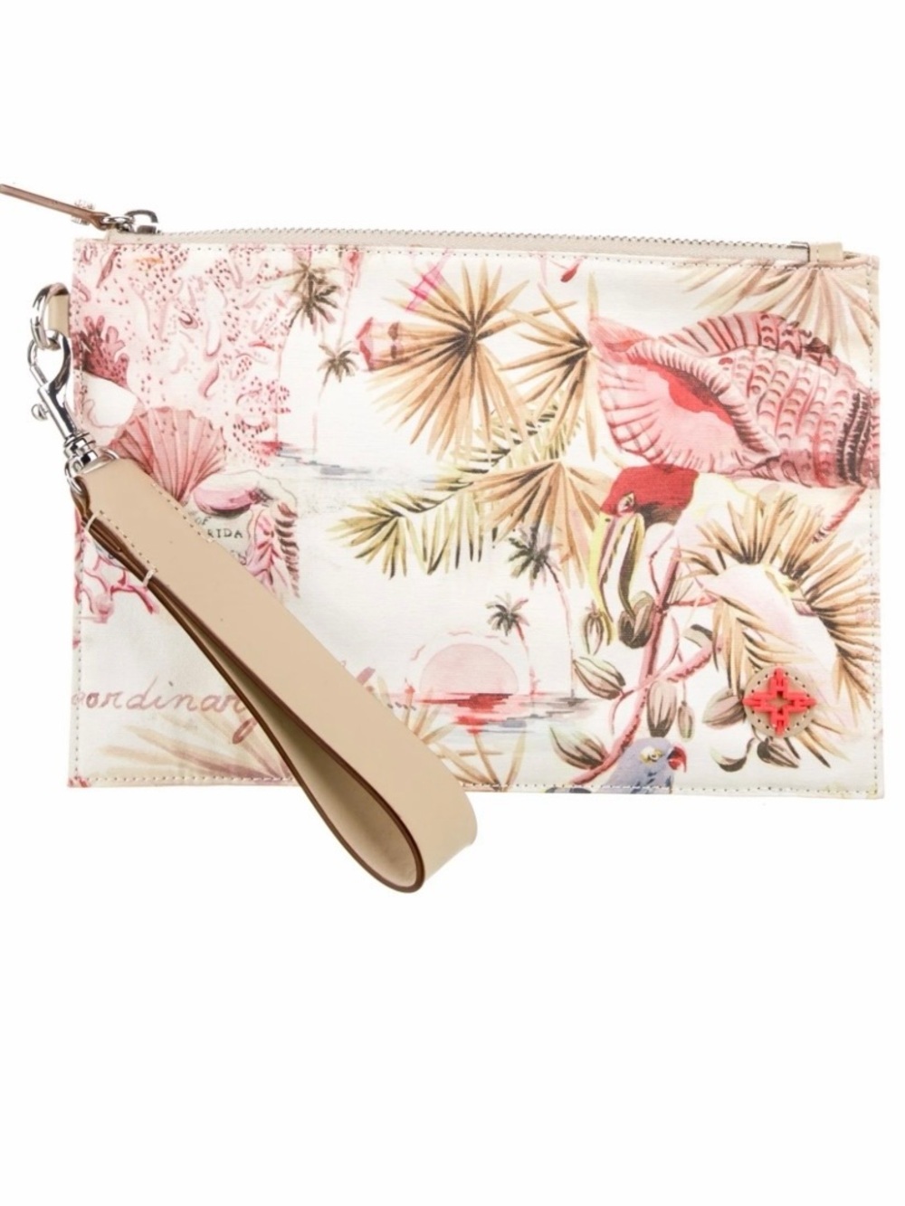 India Hicks Siesta Canvas Clutch Wristlet Zip Pouch Island Print Travel Bag
